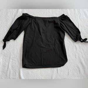 Saks Fifth Avenue Off Shoulder Tie Cuff Black Blouse Women’s Top Large L